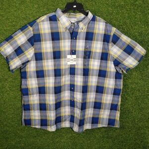 HB Mens 2XL Blue Plaid‎ Short Sleeve Button Down Casual Shirt NWT